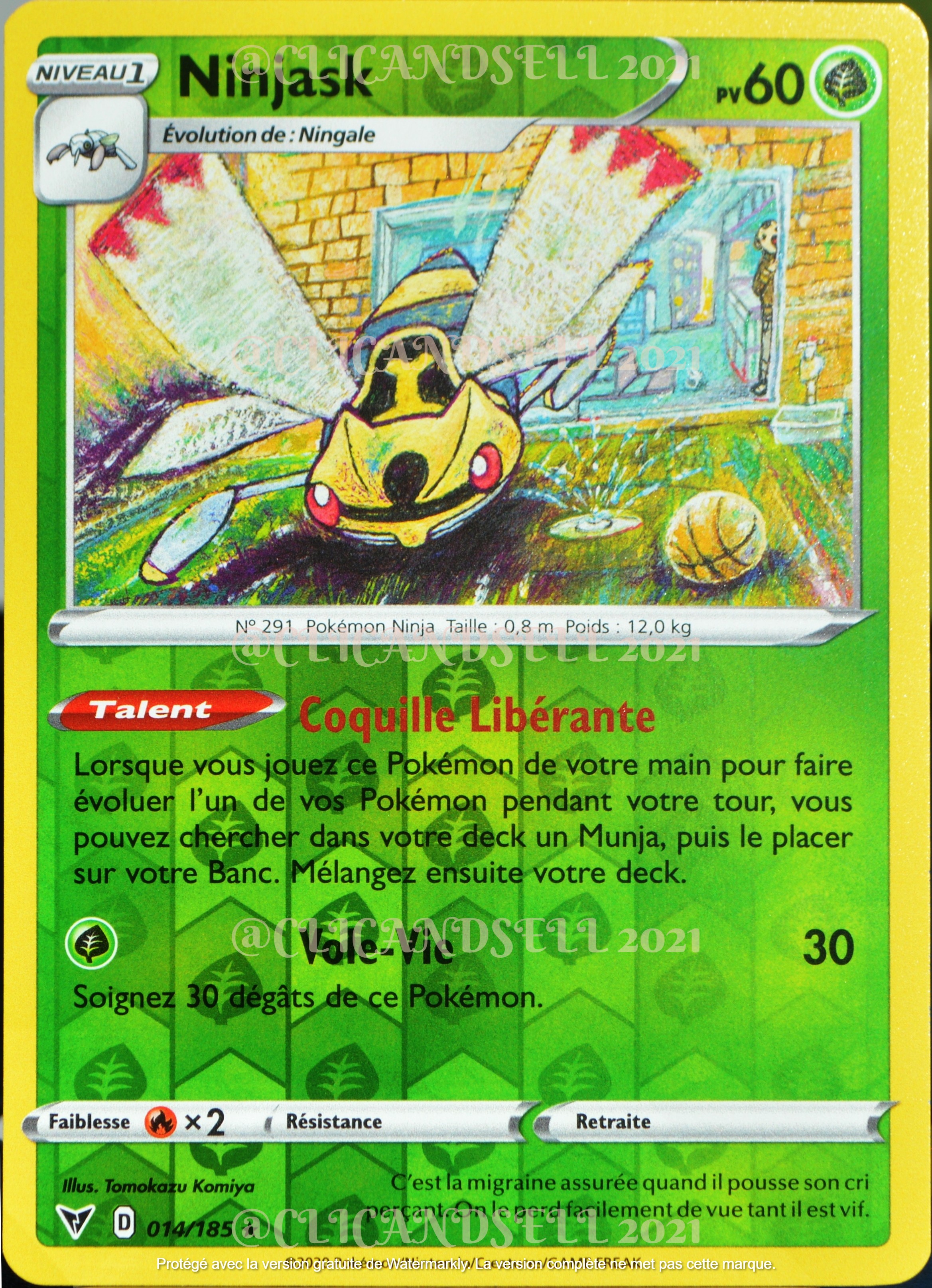 carte Pokémon 014/185 Ninjask ☆ 60 PV - REVERSE EB04 - Épée et