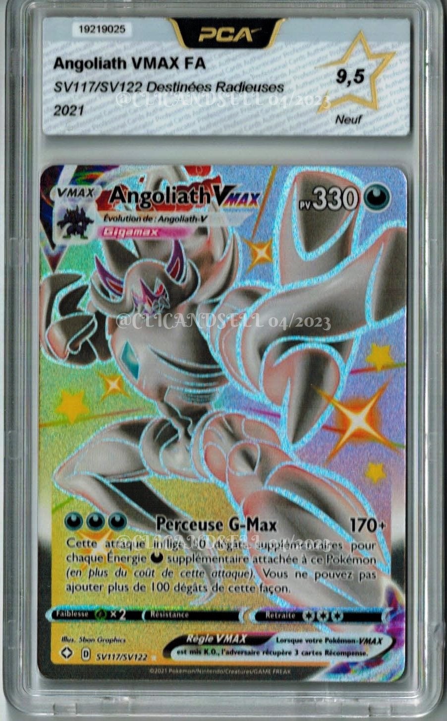 Carte Pokémon Dracaufeu Vmax Shiny Destinées Radieuses Métal Doré 