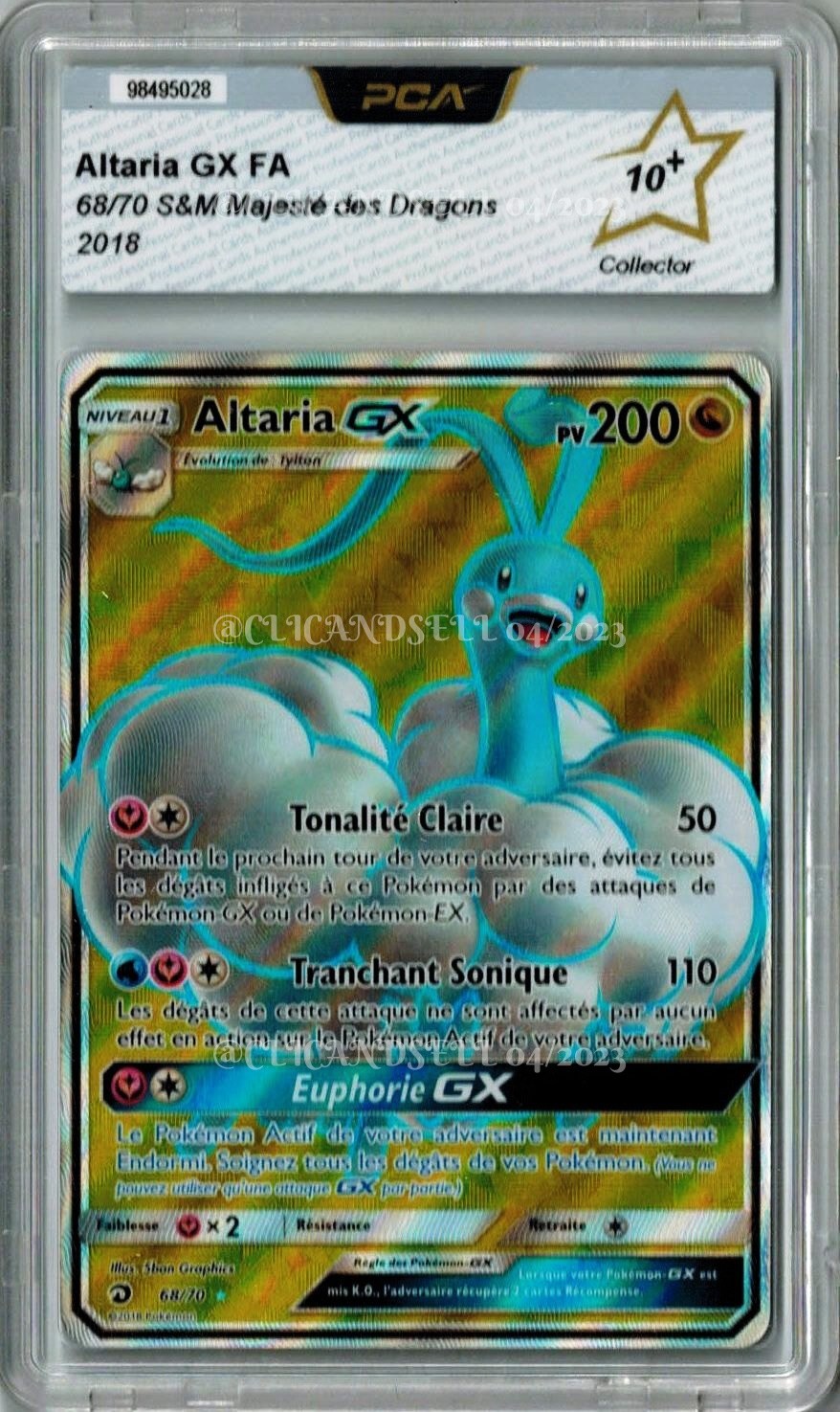 Altaria Gx pv 200 68/70 Majeste des dragons Carte Pokémon Ultra Rare