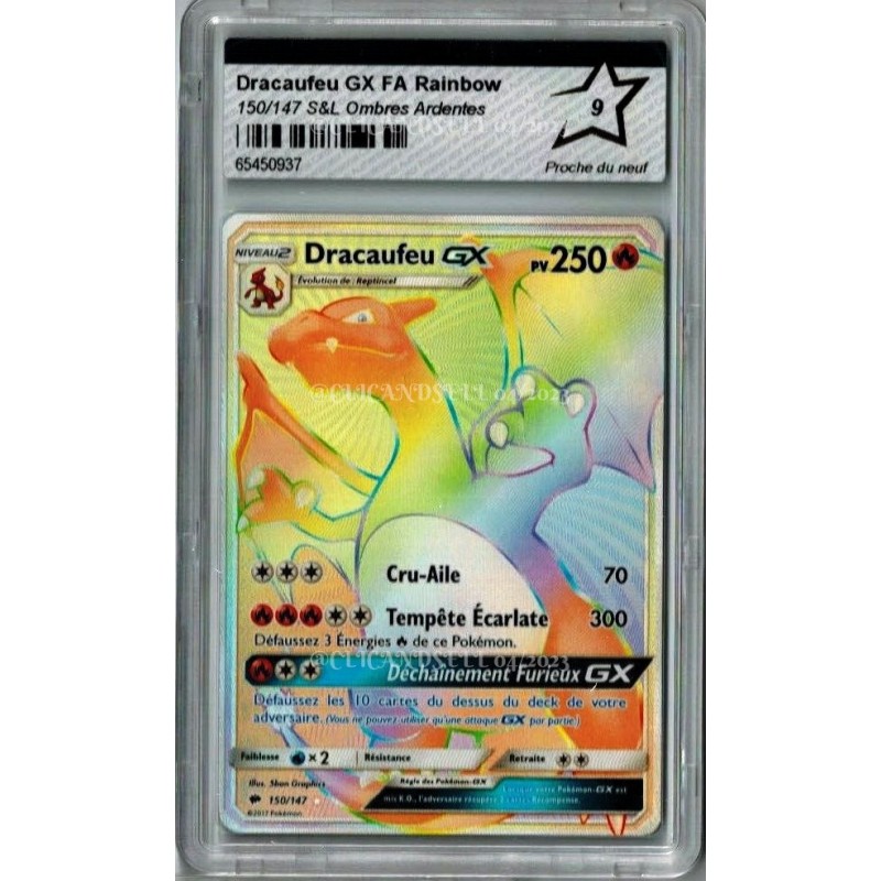 carte Pokémon PCA Dracaufeu 150/147 GX FA Rainbow S&L Ombres Ardentes FR 9  - CLICANDSELL